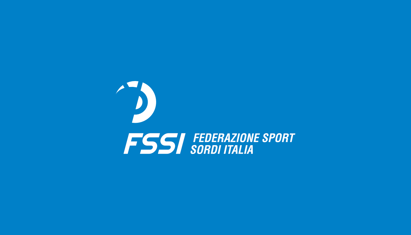 Logo per concorso nuovo logo Federazione Sport Sordi Italia - FSSI - Versione monocromatica in negativo con sviluppo in orizzontale