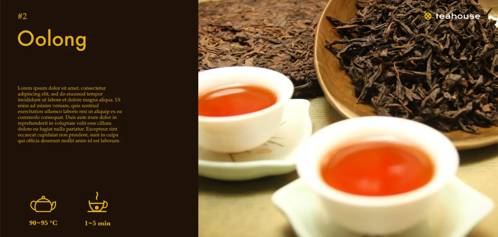 Logo per Teahouse - Altra versione compatta simulata su depliant
